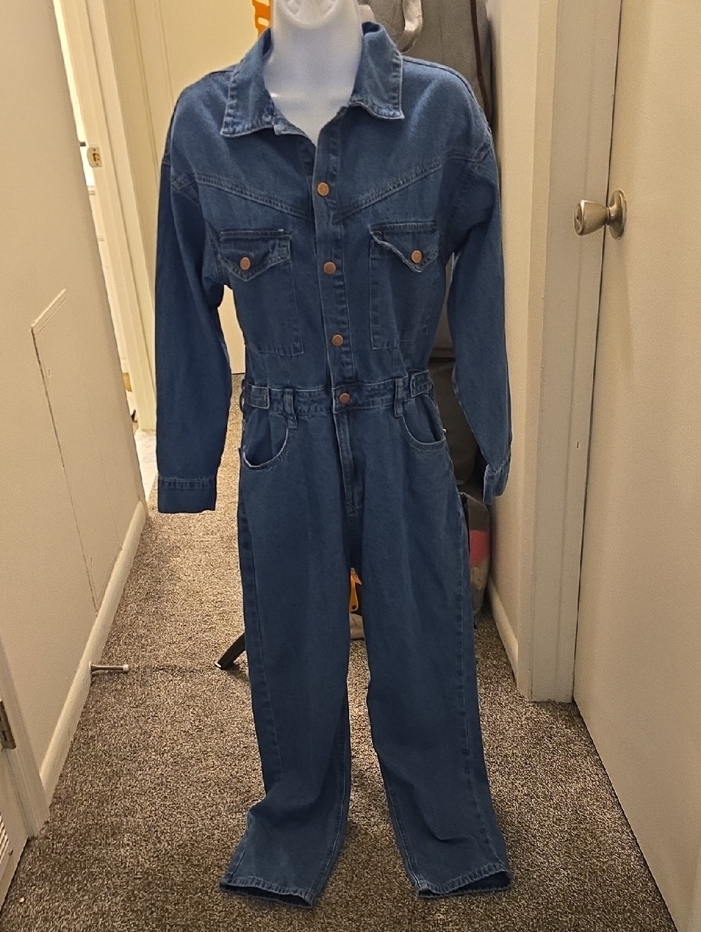 Denim Utility Jumpsuit - Blue